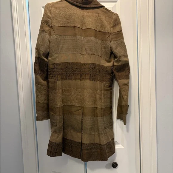 Women's Brown Patchwork Coat - Picture 2 of 3
